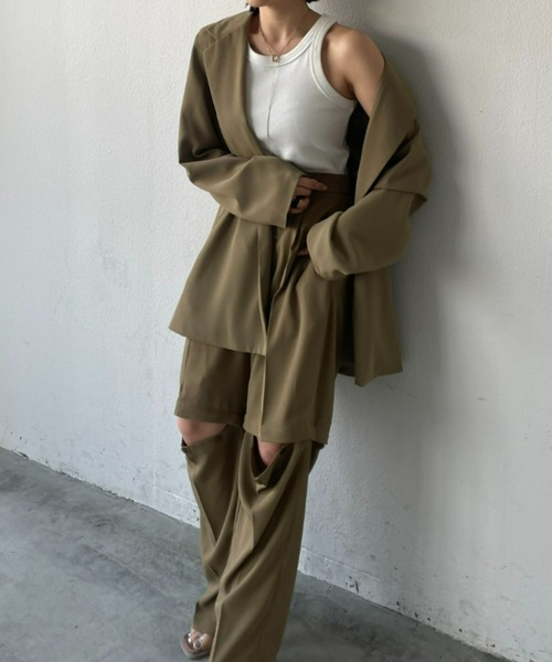 「AIC.」 2WAYテーラードジャケット FREE イエロー レディース_画像2