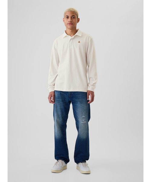 「GAP」 長袖ポロシャツ X-SMALL オフホワイト メンズ_画像3