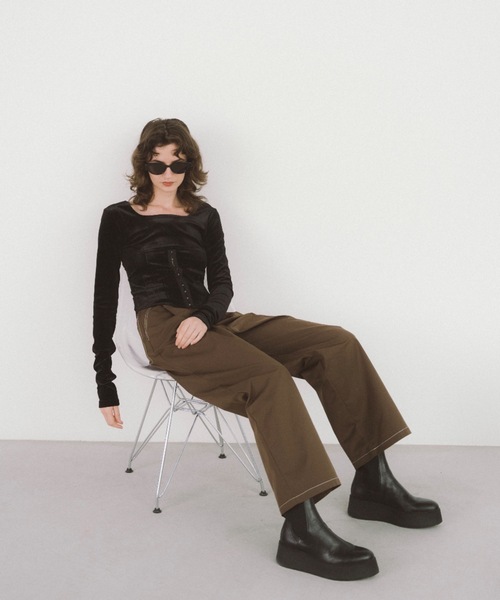 「duei」 長袖カットソー FREE ブラック レディース_画像9