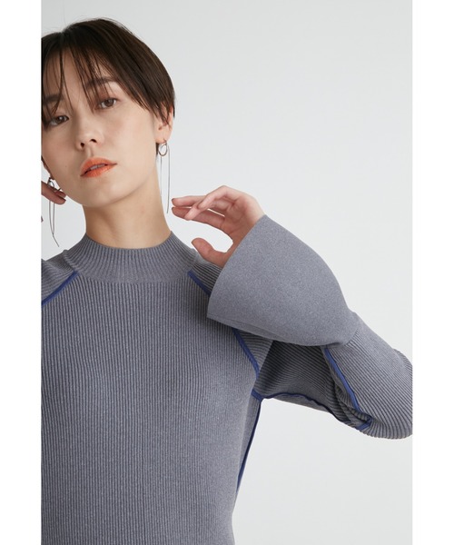 「emmi」 ニットワンピース FREE グレー レディース_画像8