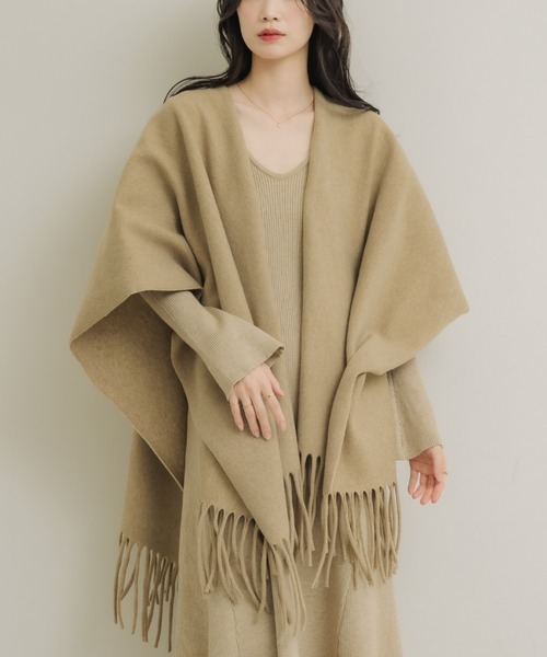 OUR ノースリーブ ロングワンピース ベージュ・三角ストールのセット NEUNA（ヌナ） ワンピース ストール付きマルチWAYロイヤルワンピース