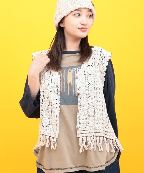 チチカカ（TITICACA） ベスト ジレ Orale! かぎ針前開きベスト
