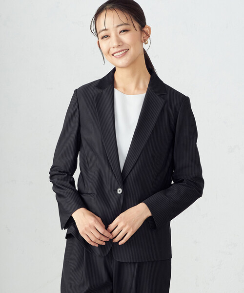 「COMME CA ISM」 テーラードジャケット LARGE チャコール レディース_画像8