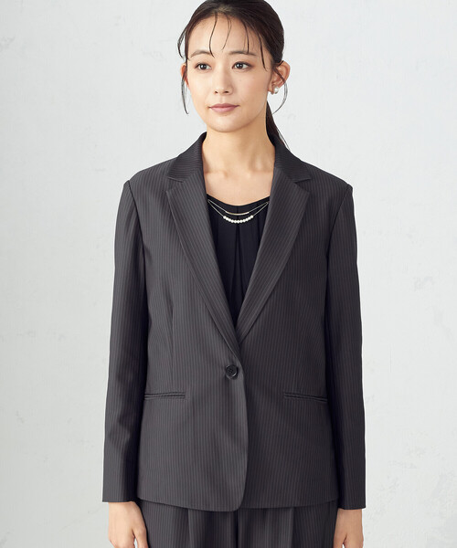 「COMME CA ISM」 テーラードジャケット LARGE チャコール レディース_画像9