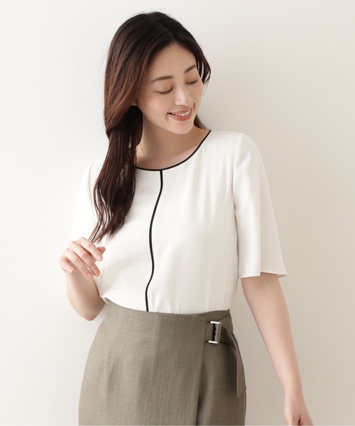 「NATURAL BEAUTY BASIC」 半袖ブラウス SMALL ブラウン系その他 レディース_画像3