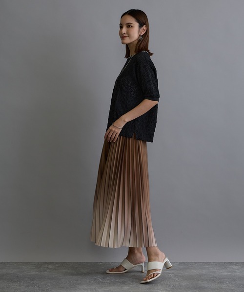 スカート 「再入荷」グラデーションプリーツスカートの画像