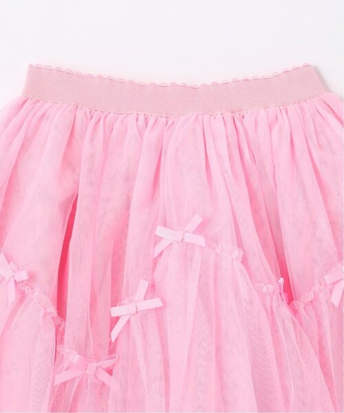 スカート リボン付きギャザーたっぷりチュールスカート キッズ 子供服