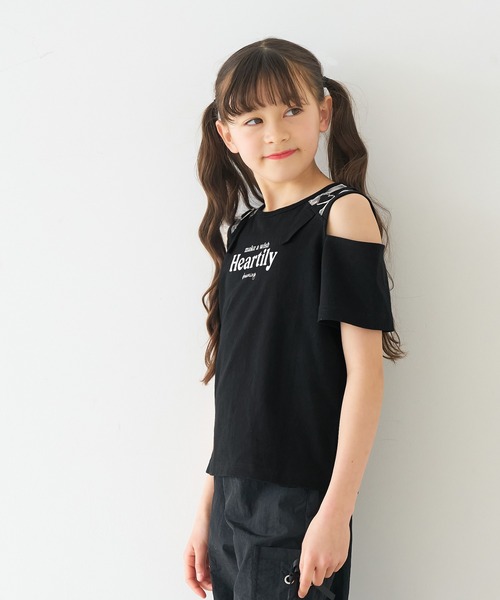 coca（コカ） tシャツ キッズ ハートバックル肩あきトップス キッズ
