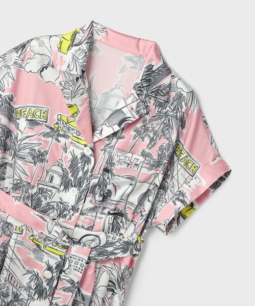 シャツワンピース リゾートプリントツイルドレスの画像