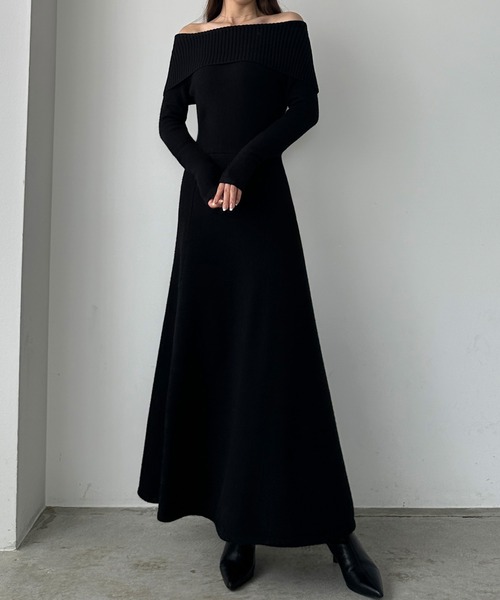 「Louere」 ニットワンピース SMALL チャコール レディース_画像2