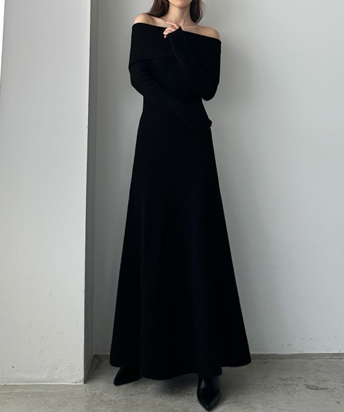 「Louere」 ニットワンピース SMALL チャコール レディース_画像3