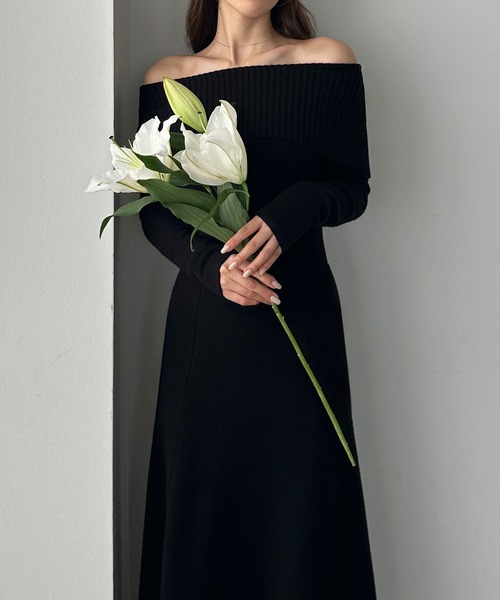 「Louere」 ニットワンピース SMALL チャコール レディース_画像4