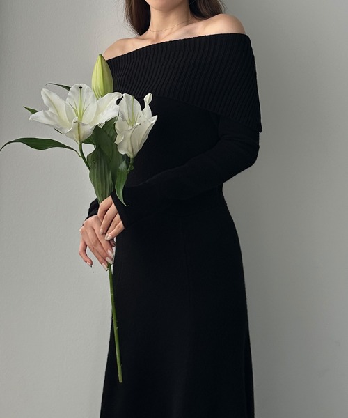「Louere」 ニットワンピース SMALL チャコール レディース_画像5