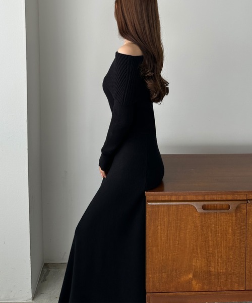 「Louere」 ニットワンピース SMALL チャコール レディース_画像9