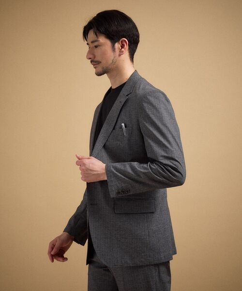 美品　タケオキクチ　リネン　千鳥格子　アンコンジャケット　M　日本製 TAKEO KIKUCHI（タケオキクチ） ジャケット テーラードジャケット