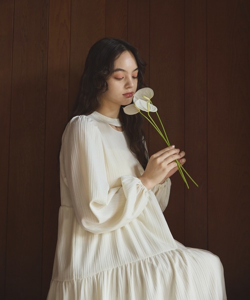 「OLUN」 長袖ワンピース X-SMALL アイボリー レディース_画像7