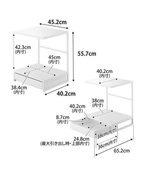 tower tower（タワー）引き出し付きキッチン家電下ラック 2段