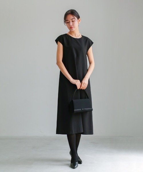ワンピース 卒業式 喪服・礼服「洗えるフォーマル」ケープジャケット＆Aラインワンピース2点セットの画像