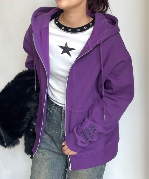 「SHAGGIE」 ジップアップパーカー MEDIUM グレー レディース_画像6
