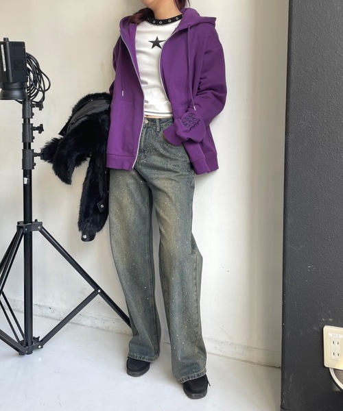 「SHAGGIE」 ジップアップパーカー MEDIUM グレー レディース_画像7