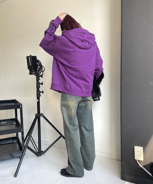 「SHAGGIE」 ジップアップパーカー MEDIUM グレー レディース_画像8