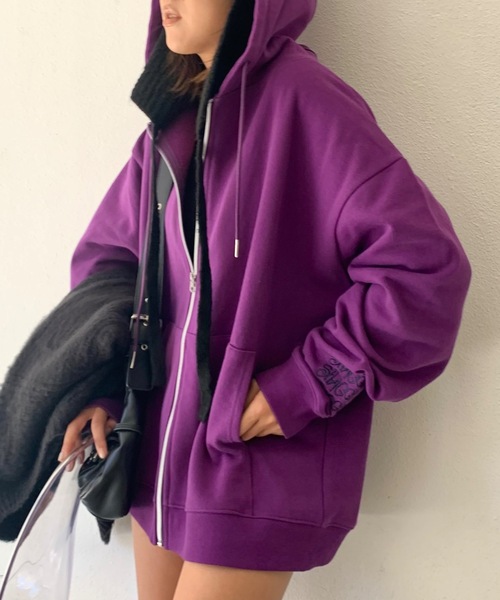 「SHAGGIE」 ジップアップパーカー MEDIUM グレー レディース_画像9