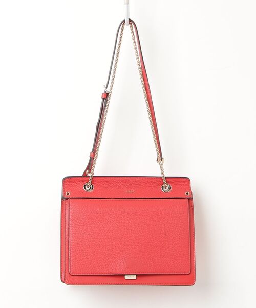FURLA A4対応 2WAY レザー ハンドバッグ ショルダーバッグ レッド