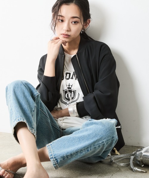 「CHIC STYLE」 ブルゾン M ブラック レディース_画像3