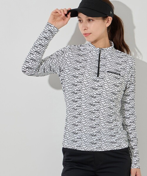 JUN & ROPE フェアアイル柄 保温裏地付き長袖プルオーバー JUN&ROPE'（ジュンアンドロペ） uvカット tシャツ ウェーブボーダー柄