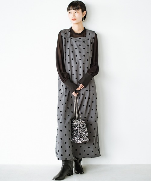 「haco!」 「KAKKO」ノースリーブワンピース MEDIUM グレー レディース_画像3