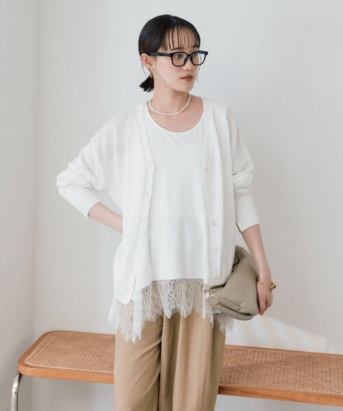 カーディガン 「真夏まで活躍」ペーパーヤーンニットカーデ レディースの画像