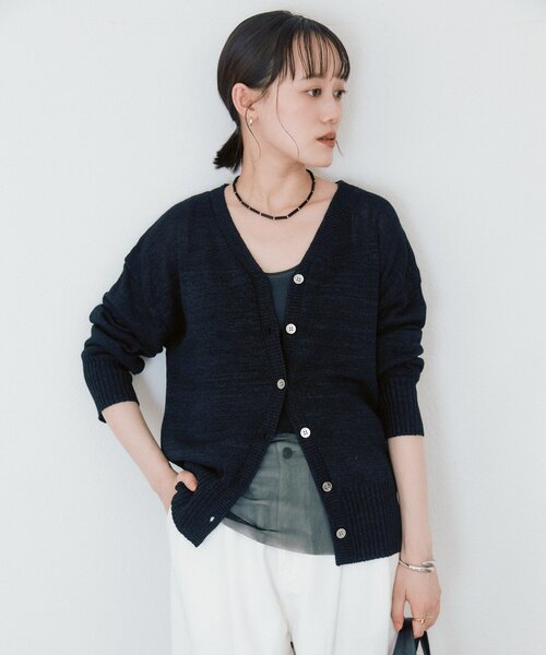 カーディガン 「真夏まで活躍」ペーパーヤーンニットカーデ レディースの画像