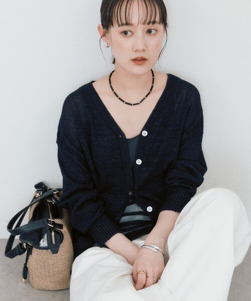 カーディガン 「真夏まで活躍」ペーパーヤーンニットカーデ レディースの画像