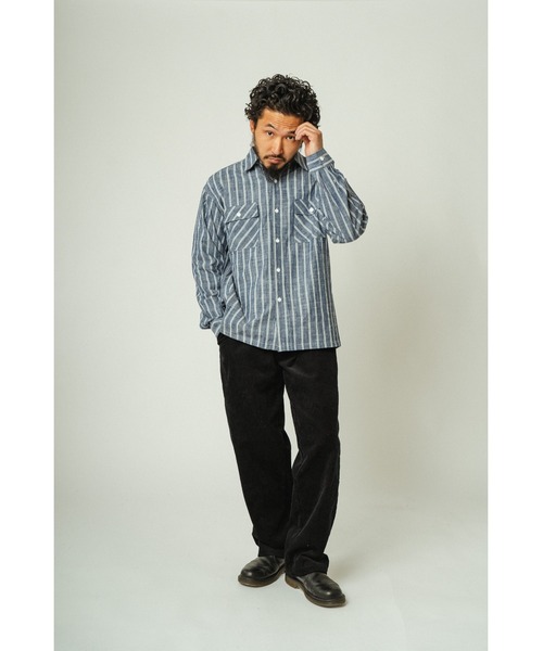 「BIG MIKE」 長袖シャツ MEDIUM ネイビー メンズ_画像3