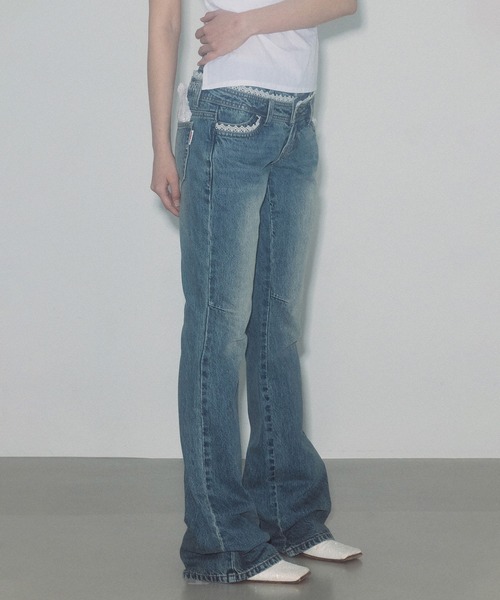 「SCULPTOR」 ブーツカットデニムパンツ X-SMALL ブルー レディース_画像4