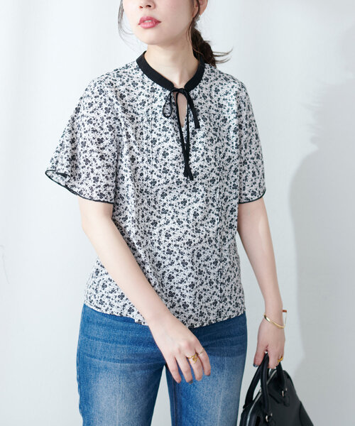 「natural couture」 半袖ブラウス FREE グレイッシュベージュ レディース_画像2