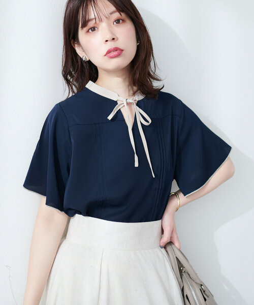 「natural couture」 半袖ブラウス FREE グレイッシュベージュ レディース_画像6
