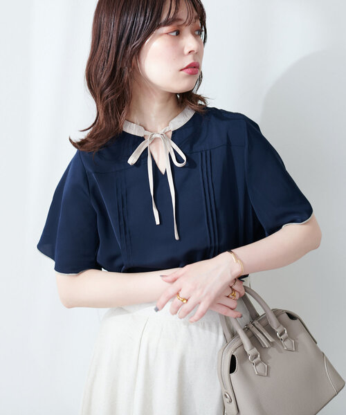 「natural couture」 半袖ブラウス FREE グレイッシュベージュ レディース_画像8