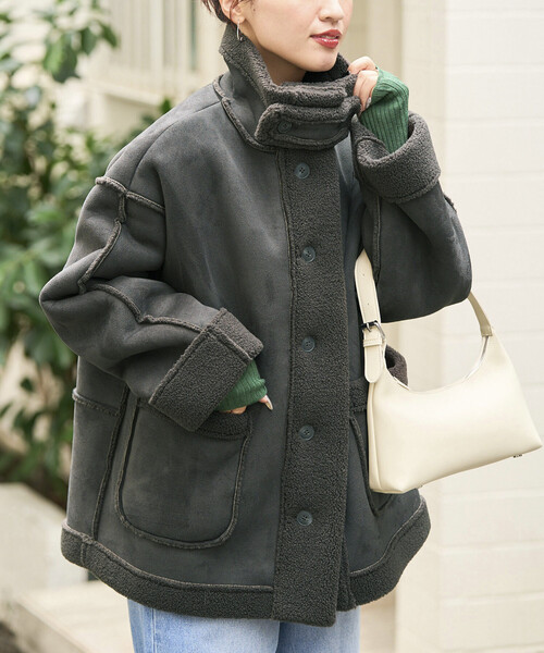 Plumel ムートンコート ボアコート Fur ＆ Mouton Flare Short Coat