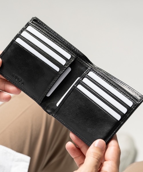 MURA（ムラ） マネークリップ やぎ革レザー 隠しポケット付 スリム 二