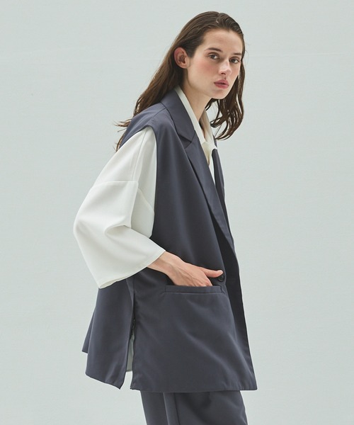 fennel ジレ　グレー　ベスト　スリット　9号 フェンネル FENNEL サイドスリットロングジレ