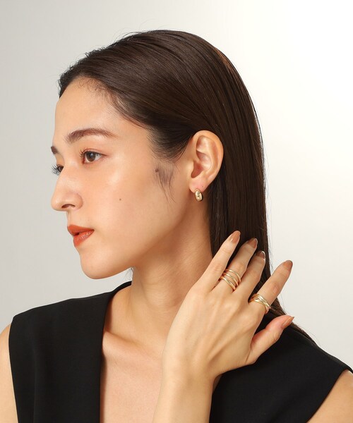 指輪 リング K10クロスライン リング レディースの画像