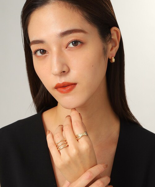 指輪 リング K10クロスライン リング レディースの画像