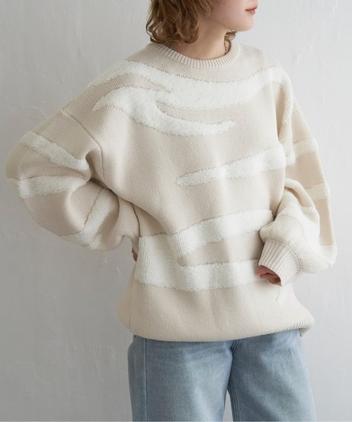 ニット セーター サガラジャガード総柄ニット レディース