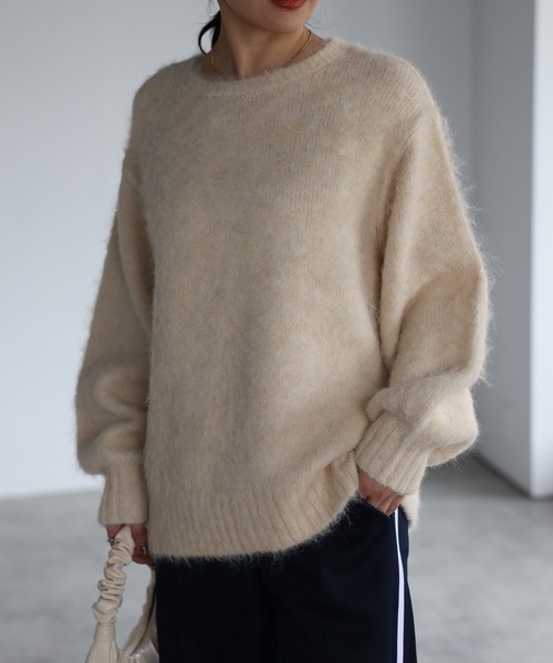 ap retro ニット セーター もちふわシャギーニットプルオーバー