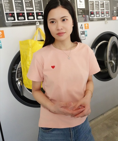 CORNERS tシャツ ハート刺繍コンパクトTシャツ レディース