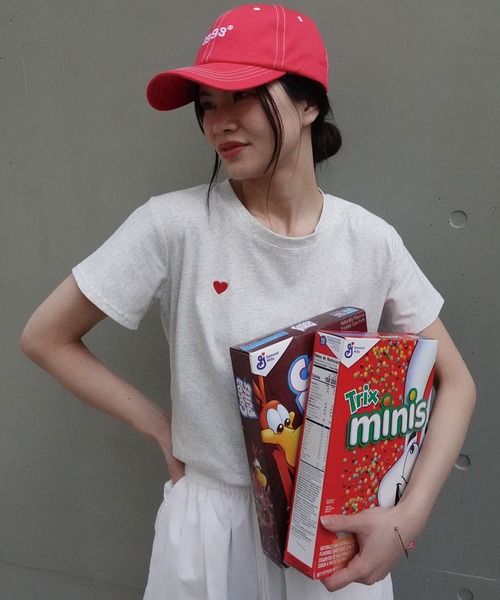 CORNERS tシャツ ハート刺繍コンパクトTシャツ レディース