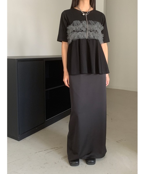 Didot.showroom tシャツ チュールフリルハーフT レディース