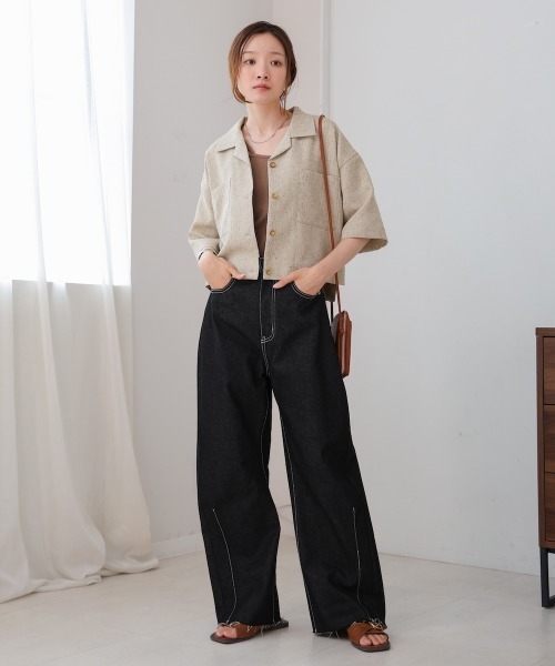 ブラウス シャツ ハーフスリーブシャツセットアップ レディース HANNE ブラウス シャツ ハーフスリーブシャツセットアップ