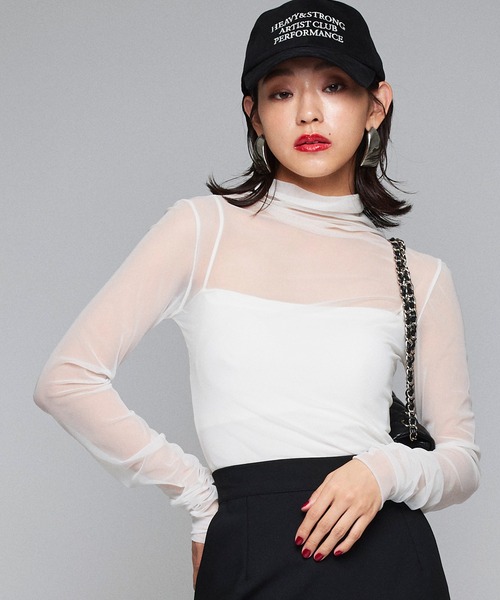 tシャツ 「Narcissus」シャーリングシースルートップス レディース